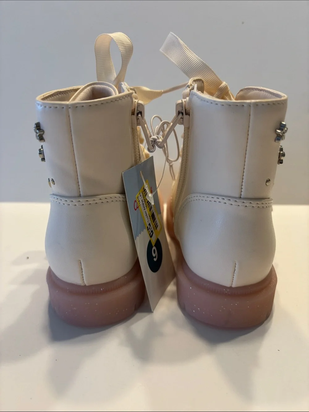 Cat & Jack Toddler Amaya Lace-Up Combat Boots in Ivory